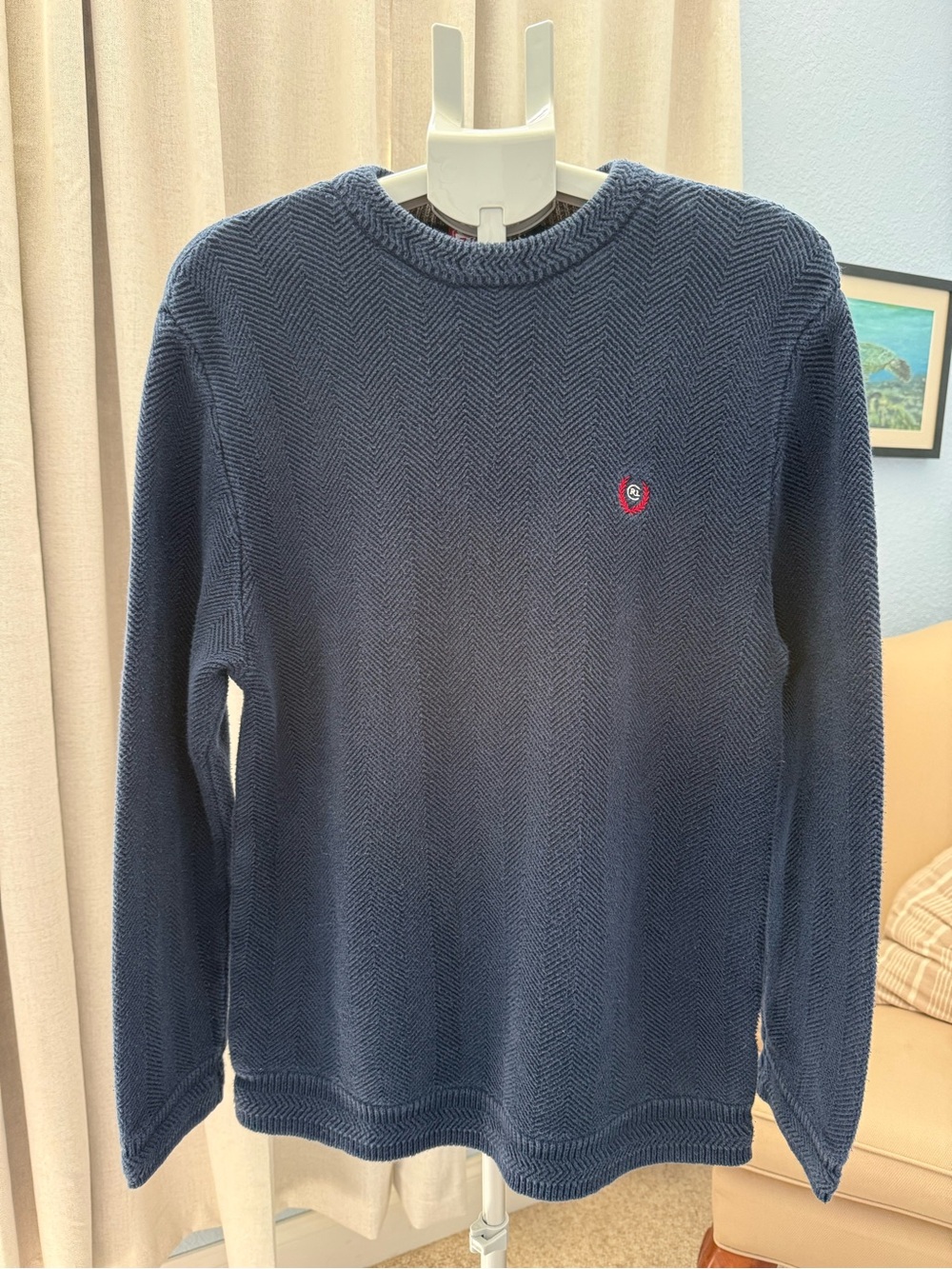 Ralph Lauren Chaps Men's Navy Crewneck Classic Knit Sweater M